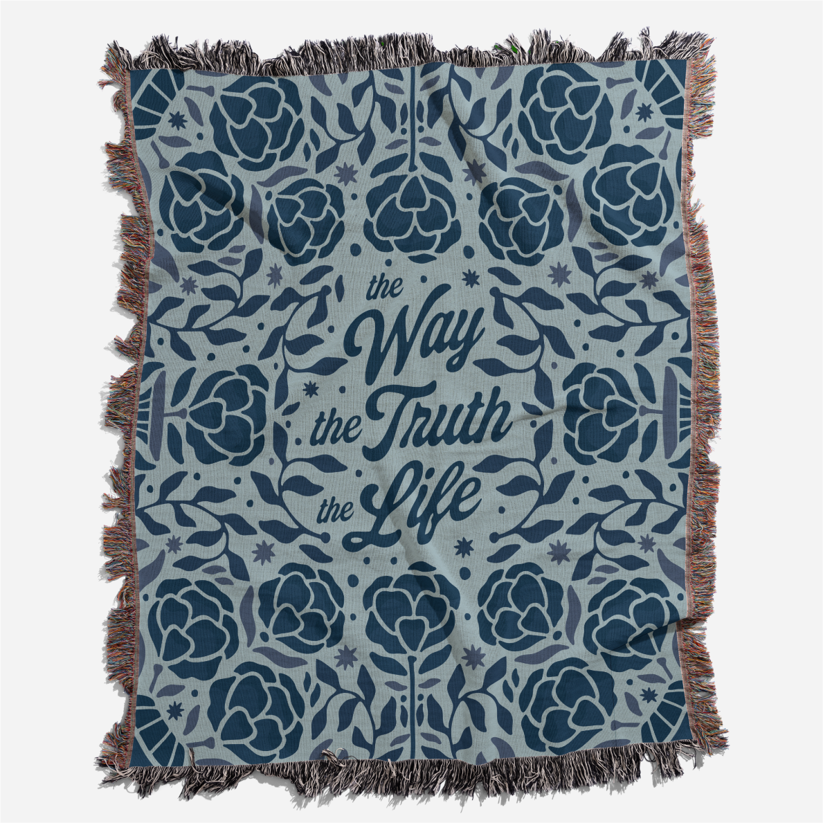 The Way, The Truth, The Life Woven Blanket - Blue
