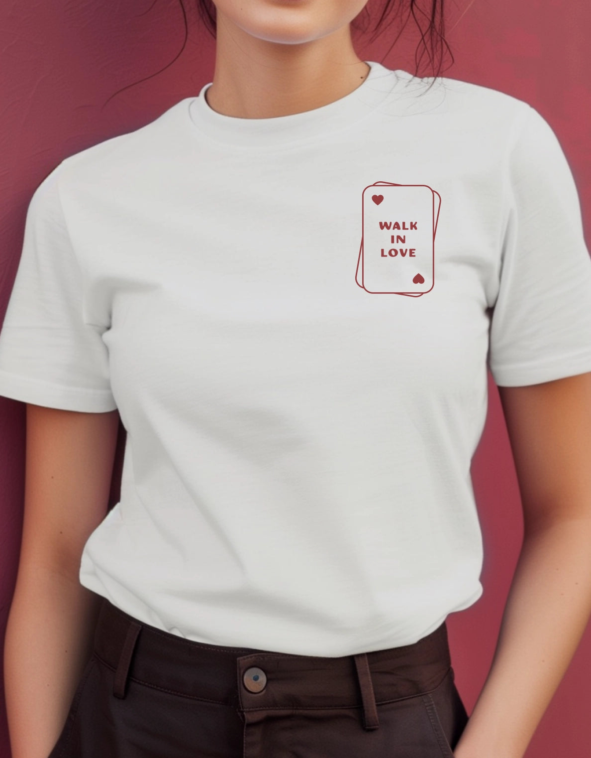 Christian t-shirt with the phrase “Walk in Love” inspired by Ephesians 5:2; soft unisex jersey tee for everyday faith and encouragement.