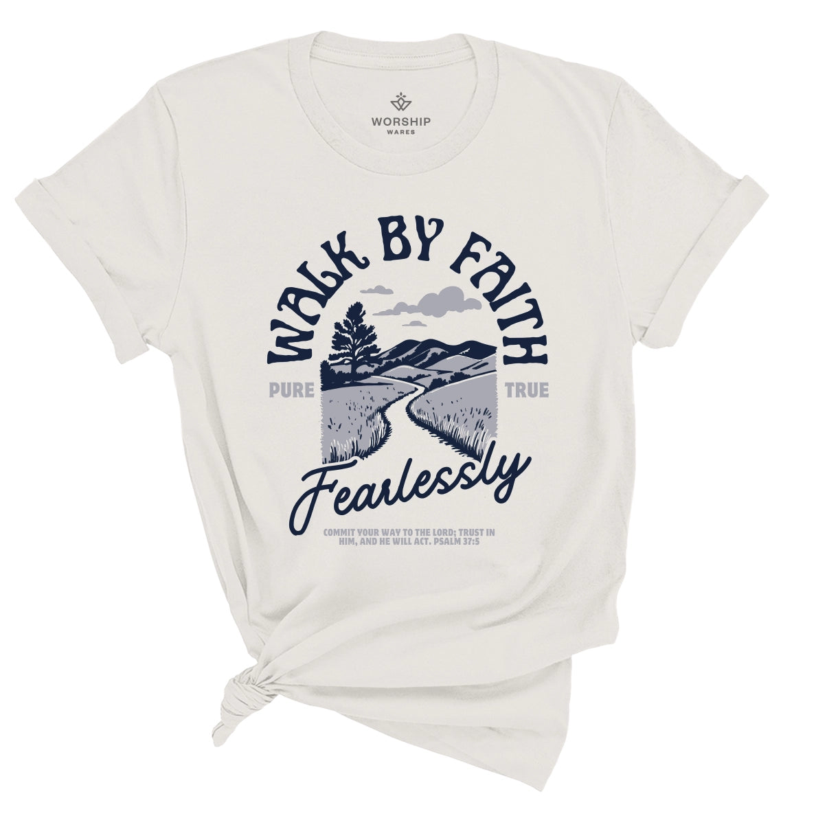 Fearlessly Walk by Faith Christian Tee Vintage White