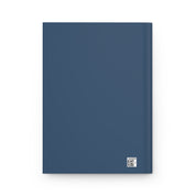 Blue notebook with a QR code on a white background