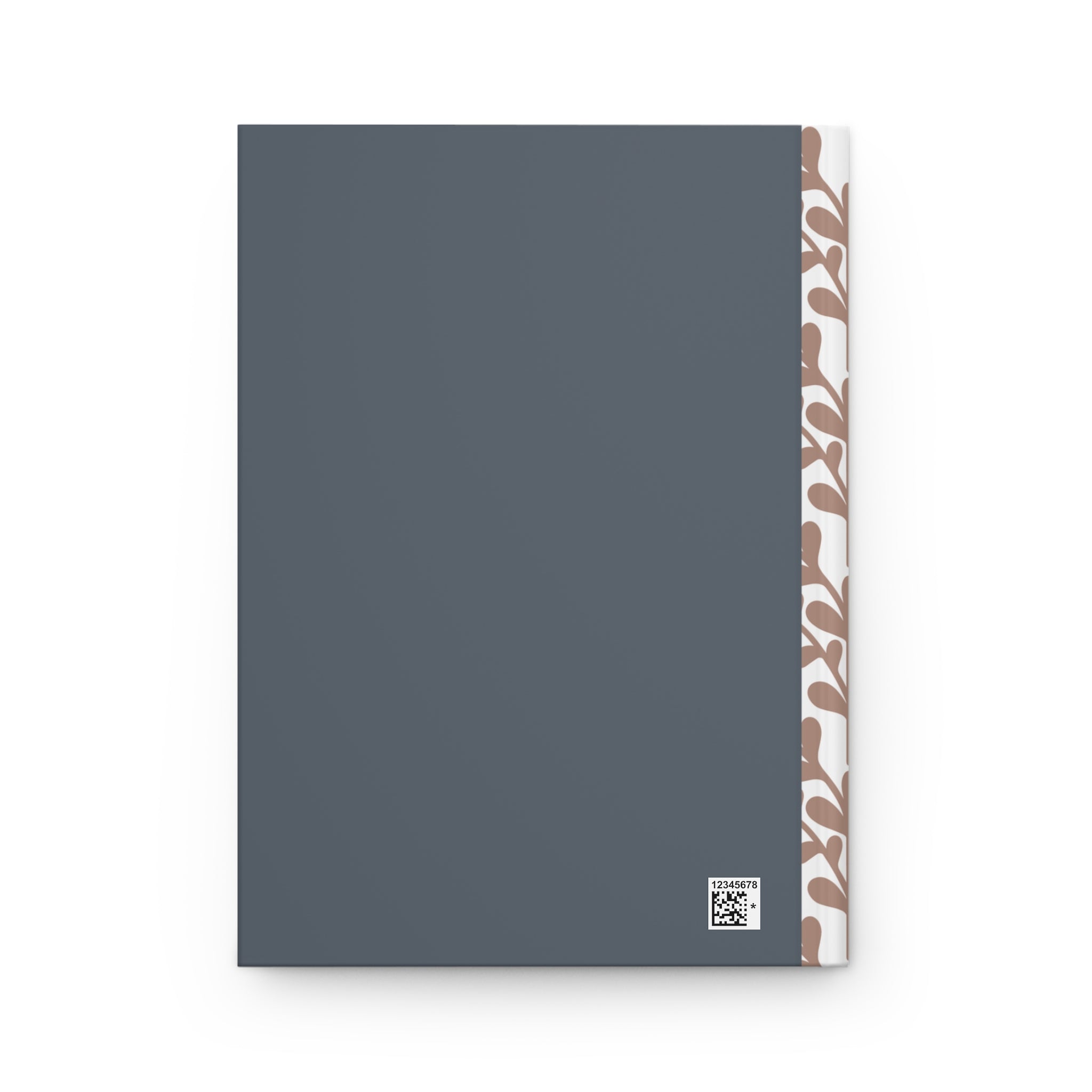 Gray notebook with a decorative corner design on a white background