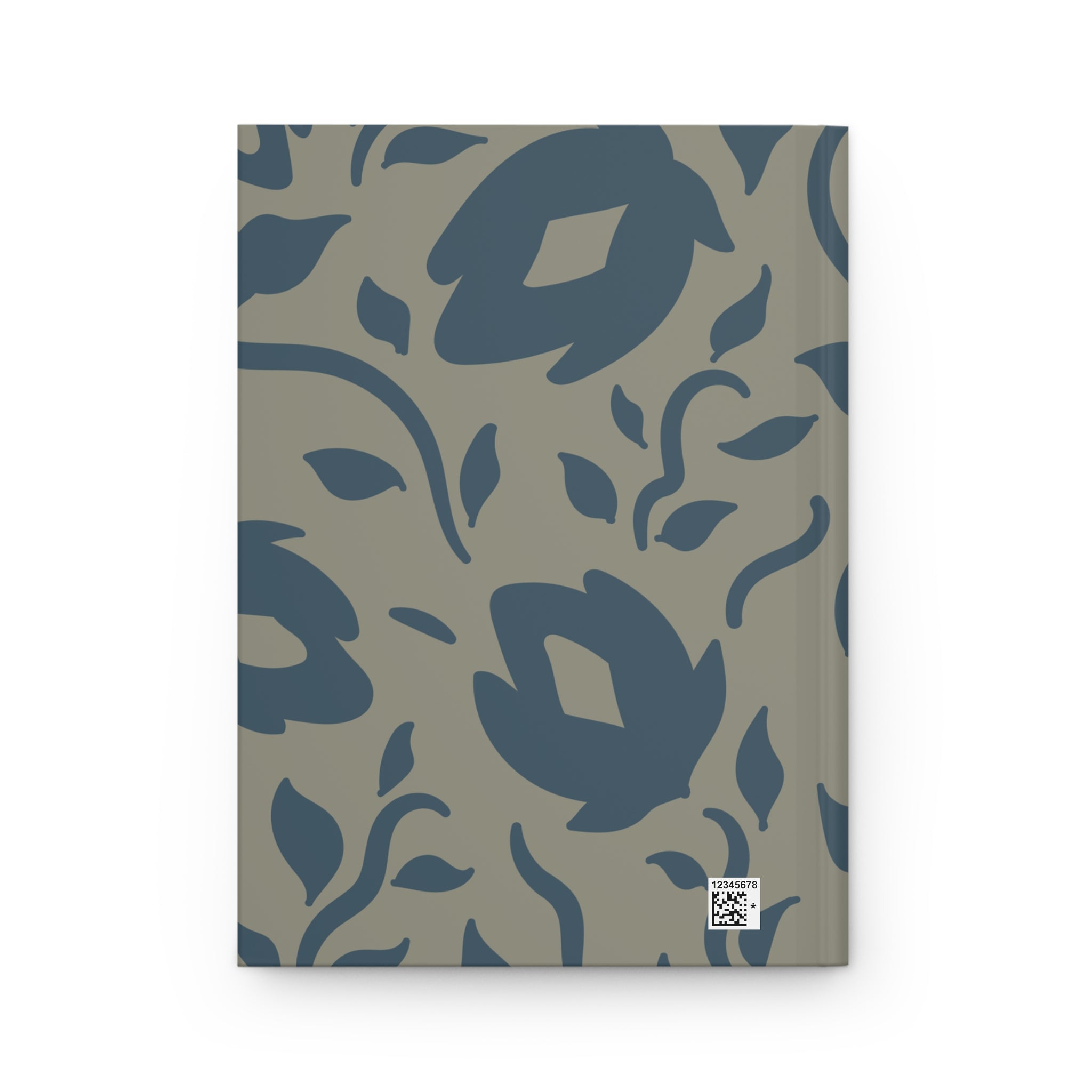 Notebook with blue floral pattern on a gray background
