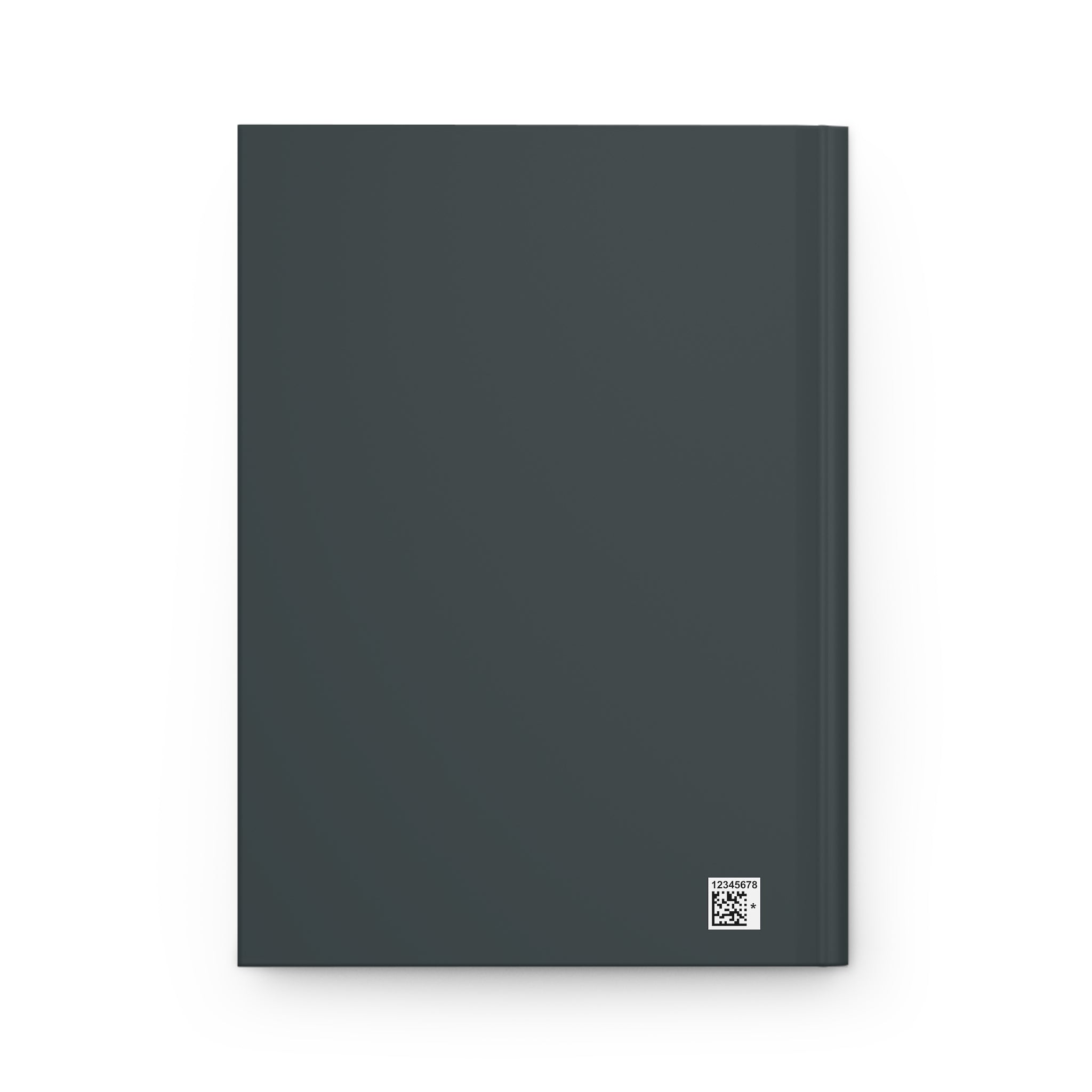 Dark gray notebook with a QR code on a white background