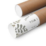 Two cardboard tubes with printed labels on a white background