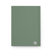 Green notebook with a QR code on a white background