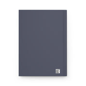 Navy blue notebook with a QR code on a white background
