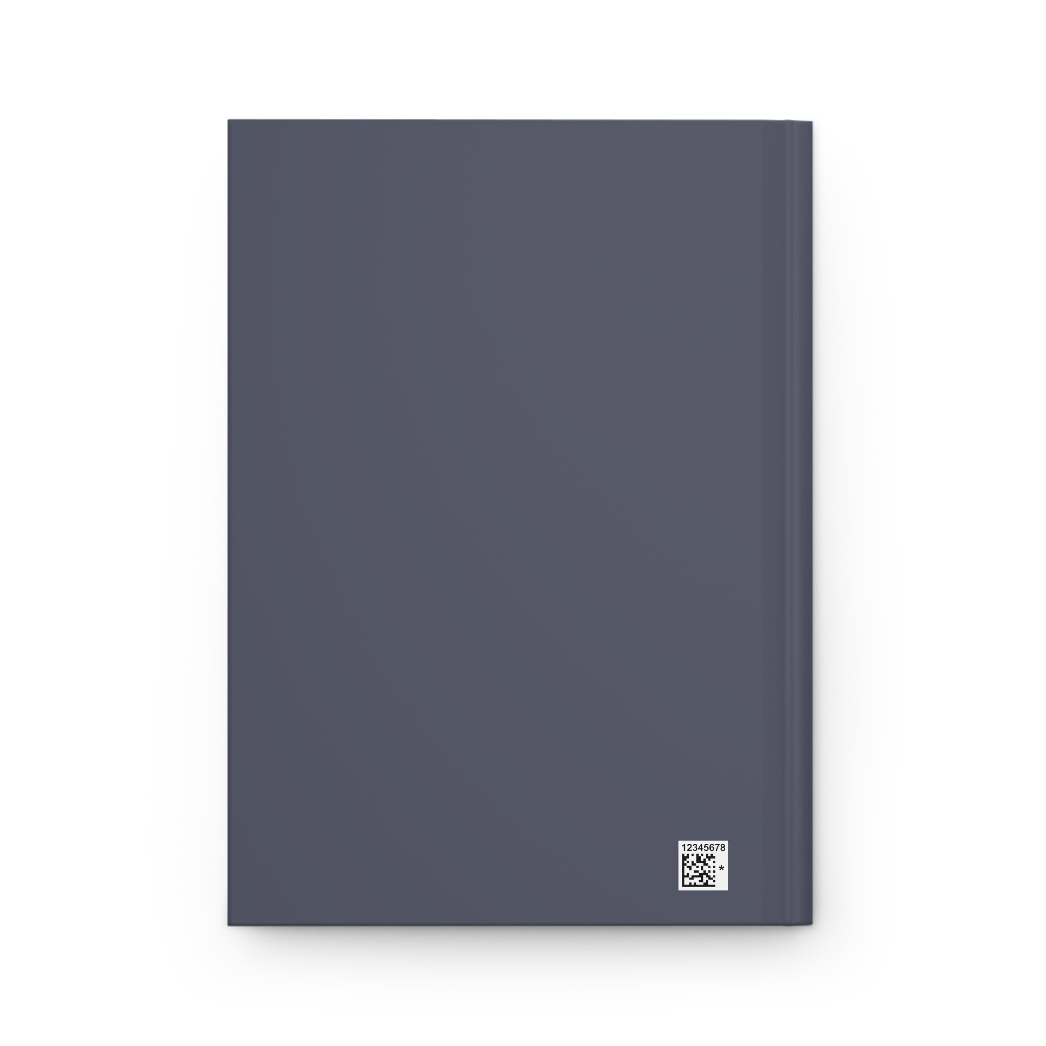 Navy blue notebook with a QR code on a white background