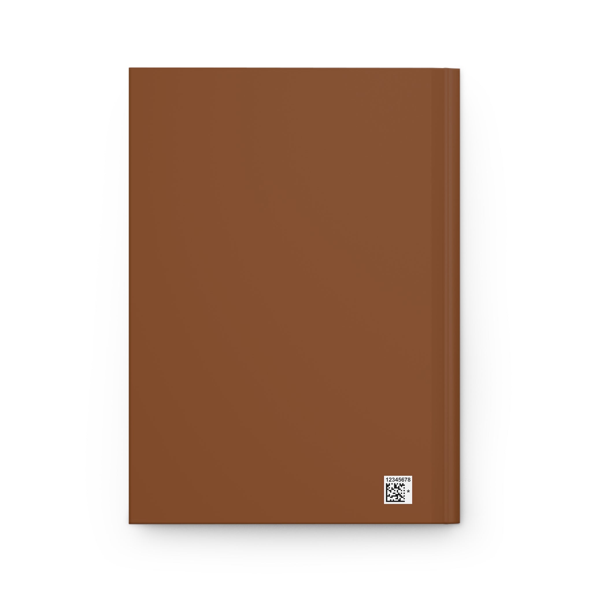 Brown notebook with a QR code on a white background