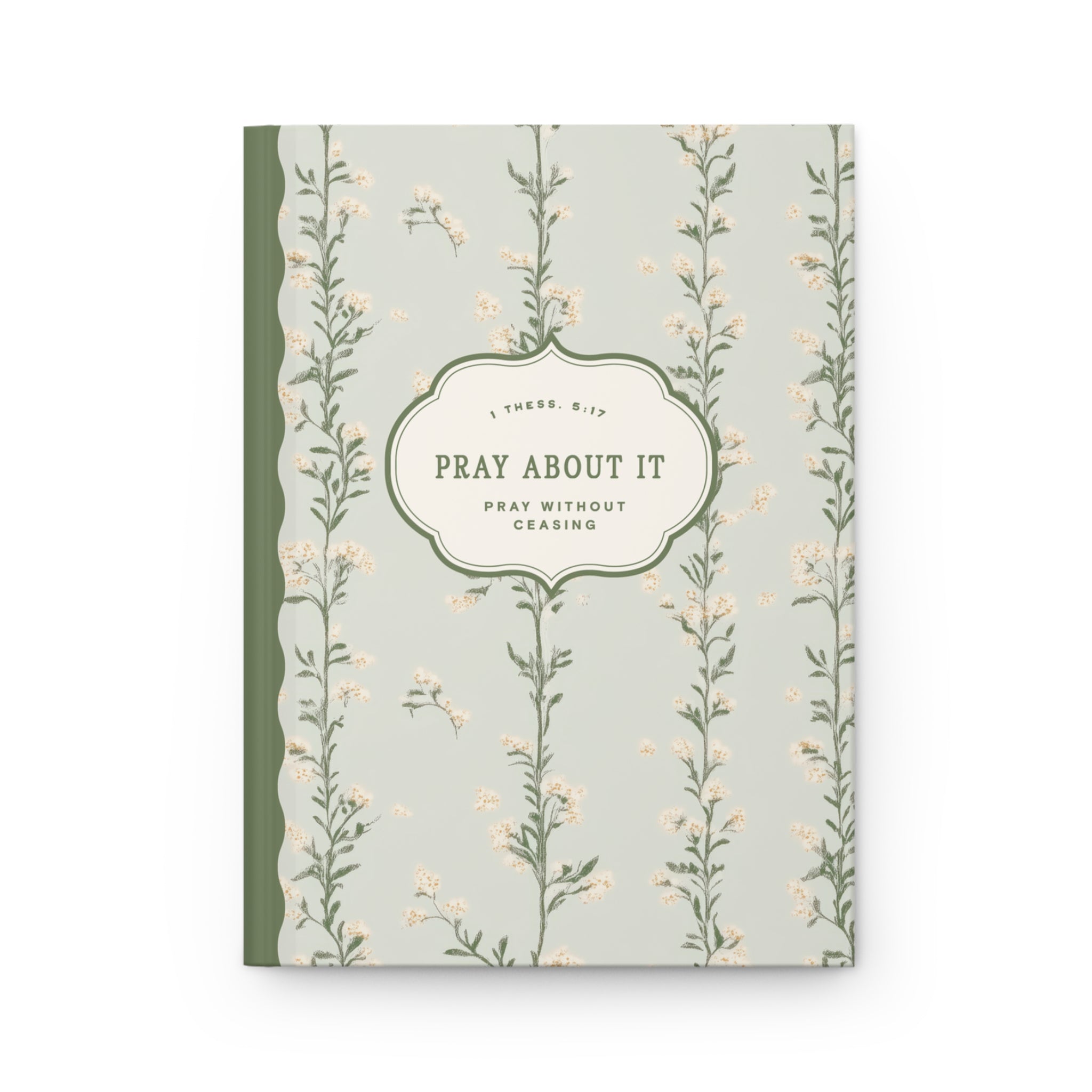 Book with floral design and text on a light gray background