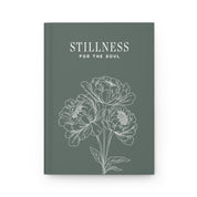 Book cover with floral design and 'Stillness for the Soul' text on a dark green background