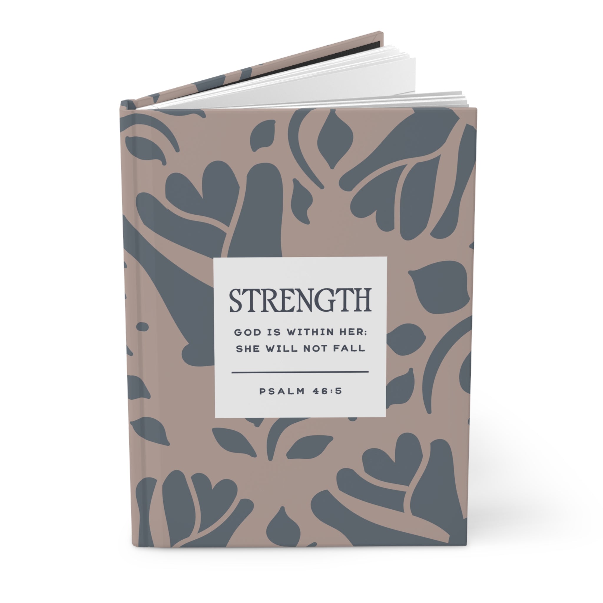 Notebook with floral pattern and motivational quote on cover