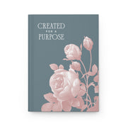 Book cover with pink floral design and 'Created for a Purpose' text on a gray background