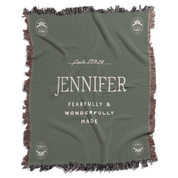 Fearfully & Wonderfully Made Woven Blanket – Psalm 139:14 Custom Name Throw