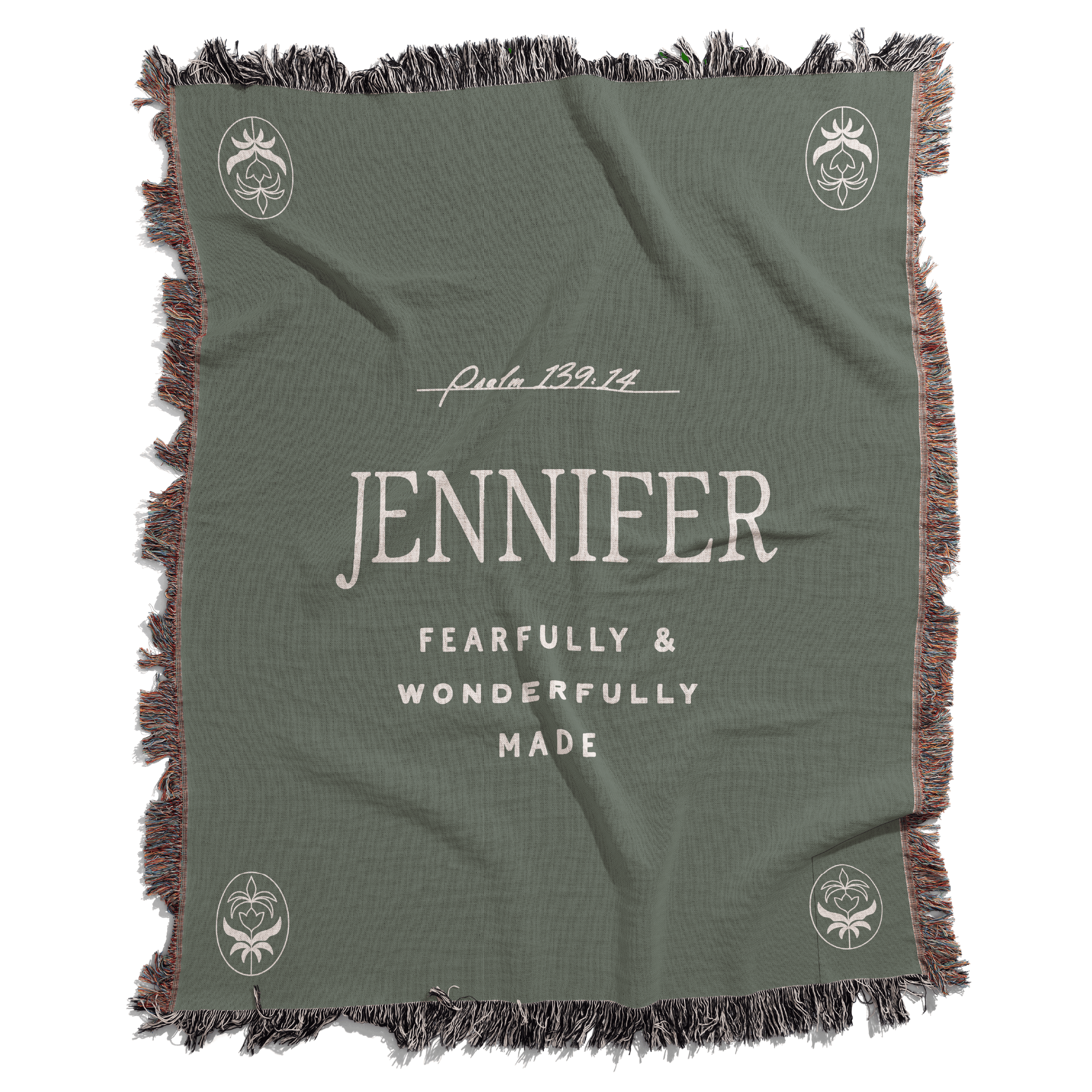 Fearfully & Wonderfully Made Woven Blanket – Psalm 139:14 Custom Name Throw