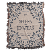 Custom Name Wedding Blanket – Love Is Patient Christian Woven Throw (1 Corinthians 13)