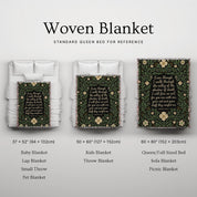 Christian woven blanket featuring the phrase “Even Though I Walk Through the Valley” from Psalm 23:4—designed as a comforting Scripture throw for faith-filled homes, reflection, or thoughtful gifting.