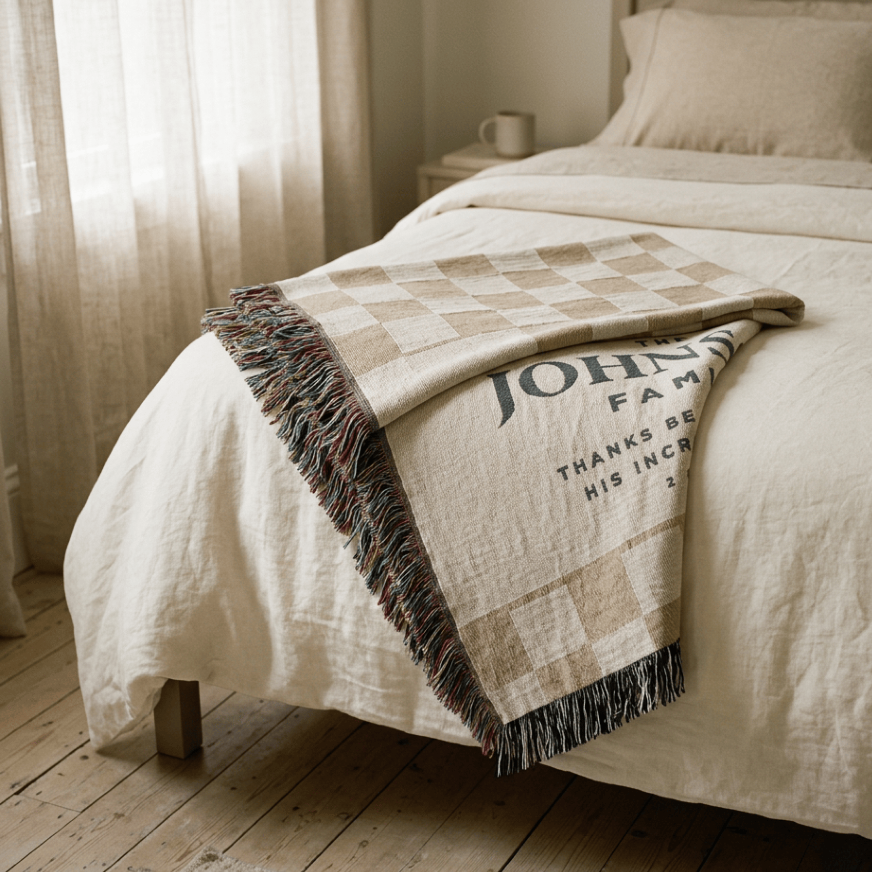 Personalized Family Blessing Blanket – “Thanks Be to God” Custom Christian Throw