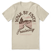 Christian t-shirt with “Fearlessly Walk by Faith” inspired by Psalm 37:5; unisex soft cotton tee for courage, trust, and everyday faithfulness.