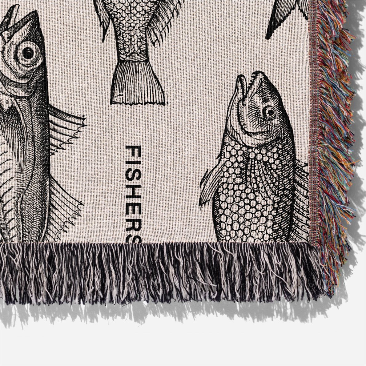 Christian throw blanket with "Fishers of Men" message, featuring nautical-inspired design, perfect for faith-filled homes, kids’ rooms, or Christian gifting.