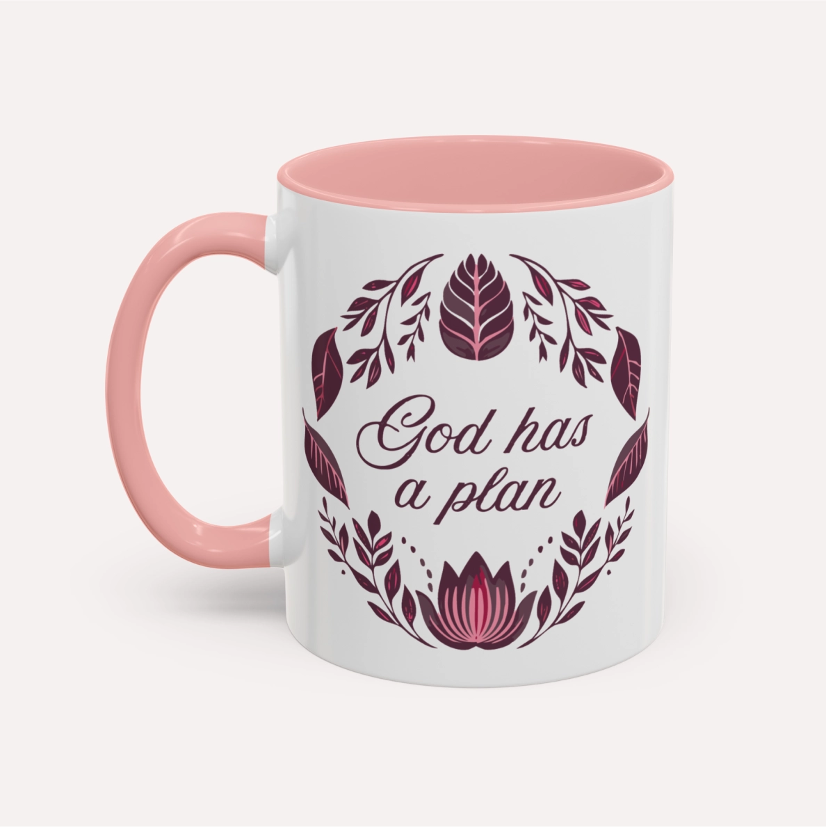 Christian coffee mug with “God Has a Plan” message, inspired by Jeremiah 29:11—offering daily encouragement and hope, perfect for faith-filled gifts and quiet moments.
