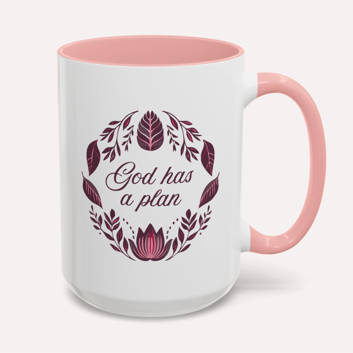 Christian coffee mug with “God Has a Plan” message, inspired by Jeremiah 29:11—offering daily encouragement and hope, perfect for faith-filled gifts and quiet moments.