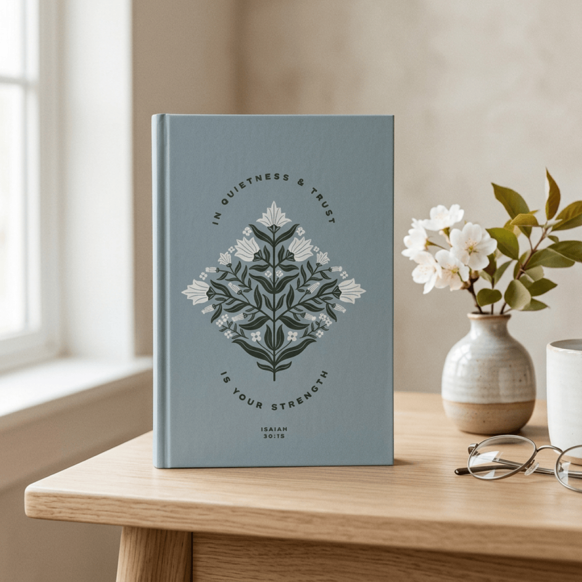 In Quietness & Trust Hardcover Journal – Isaiah 30:15 Christian Notebook