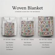 Faith-based blanket with "Let Your Light Shine" message, featuring radiant design elements—perfect for inspiring warmth, purpose, and Christian home decor.