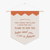 Christian wall pennant with “Hope and Future” message, inspired by Jeremiah 29:11—perfect for inspiring faith, purpose, and encouragement in any space.