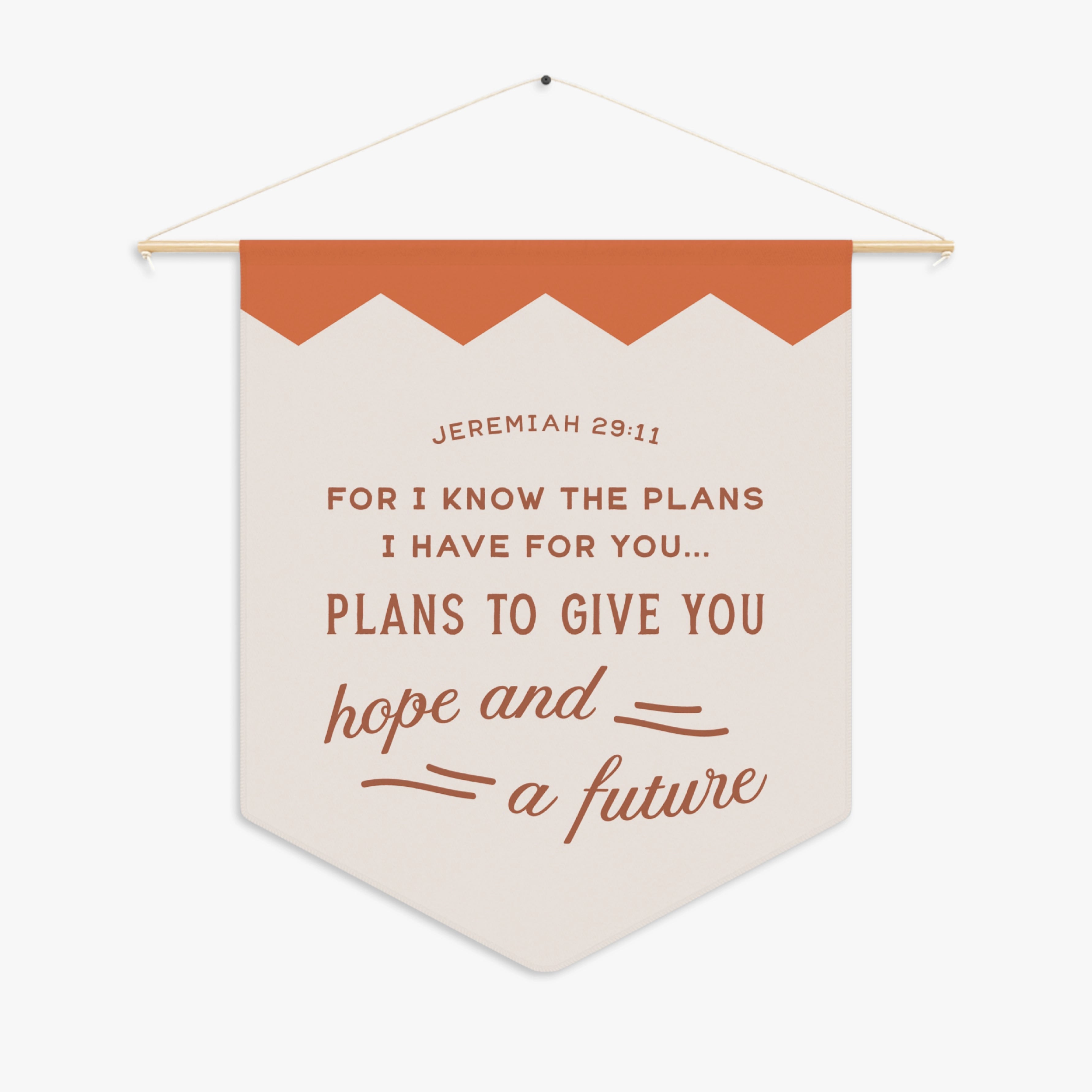 Christian Kids Room Decor, Jeremiah 29:11, For I Know The Plans I Have For You- Pennant Isolated