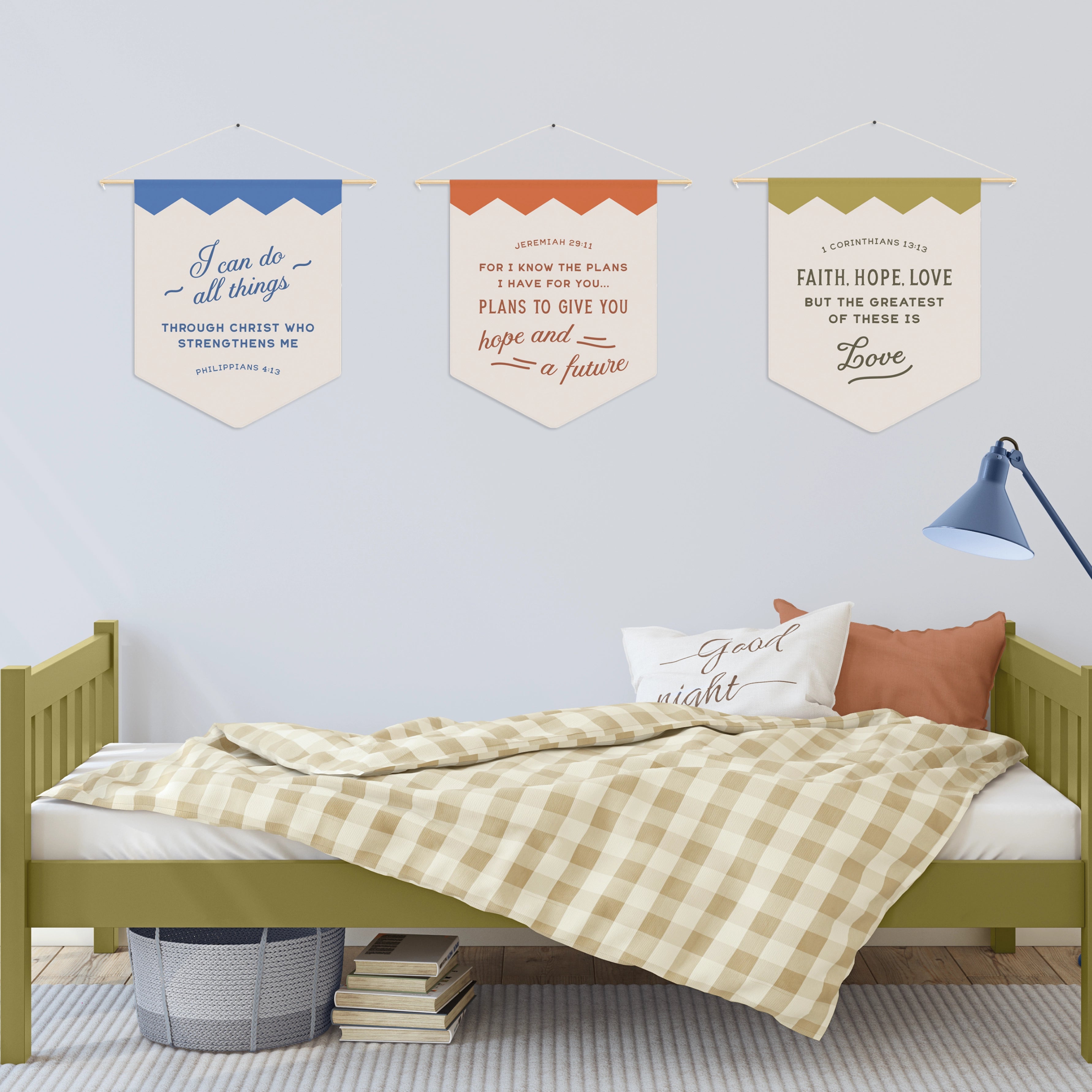 Christian Kids Room Decor, Jeremiah 29:11, For I Know The Plans I Have For You- Pennants Horizontal