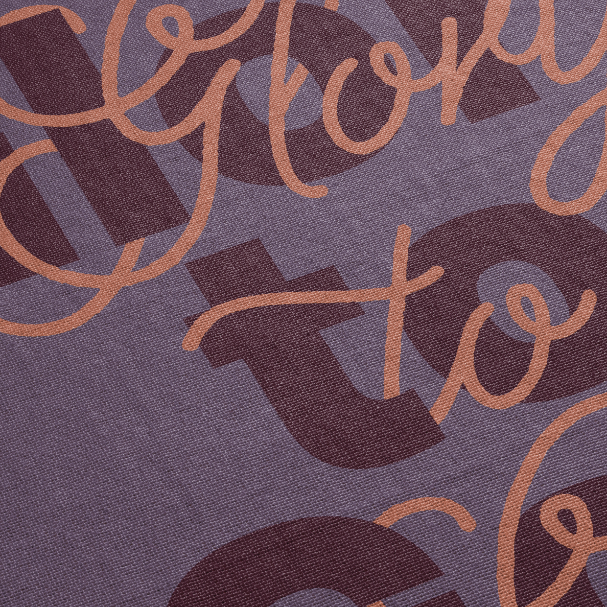 Text pattern with 'I love to' on a textured purple background