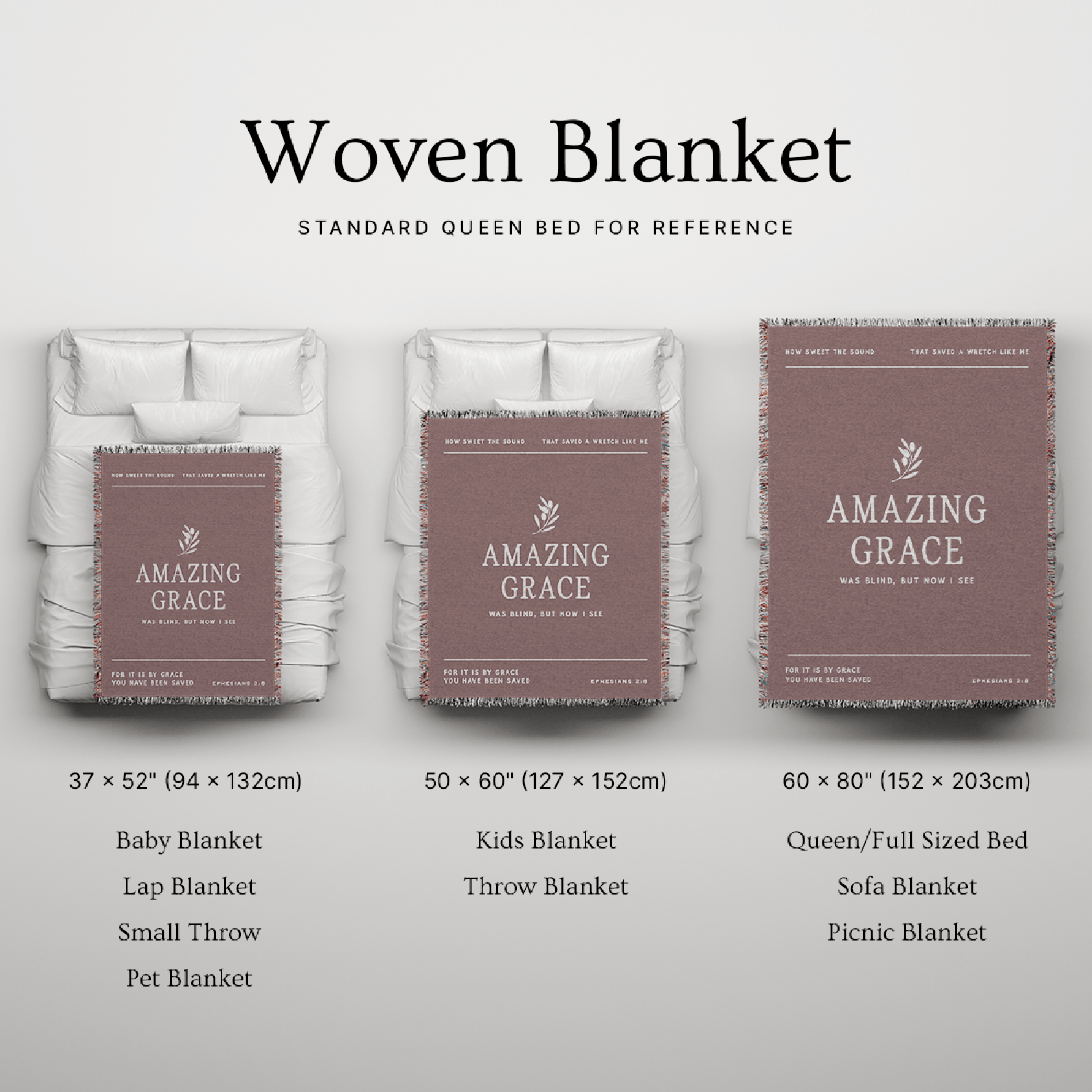 Amazing Grace Woven Blanket — Christian Hymn Throw