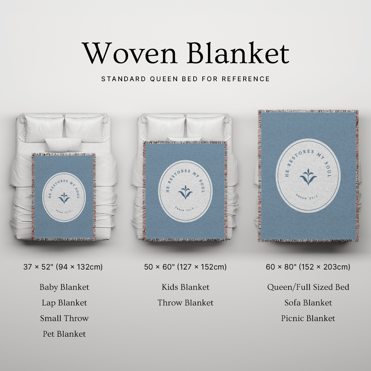 He Restores My Soul – Woven Blanket - Psalm 23:3