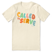 Christian t-shirt with the phrase “Called to Serve” in bold type, inspired by Mark 10:45; unisex faith tee for those living out servant-hearted ministry.