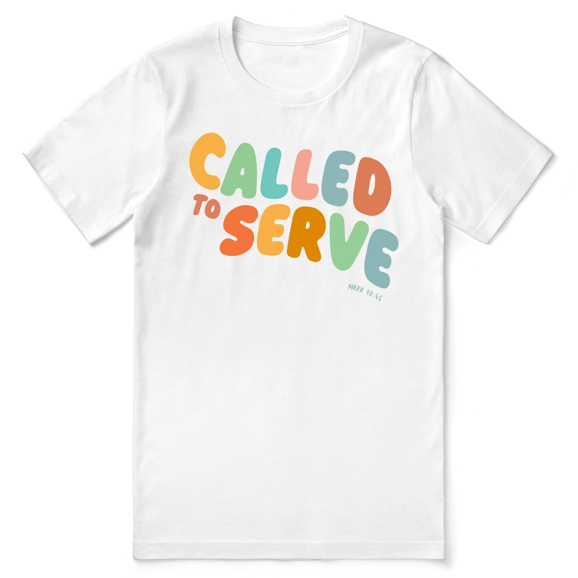 Christian t-shirt with the phrase “Called to Serve” in bold type, inspired by Mark 10:45; unisex faith tee for those living out servant-hearted ministry.