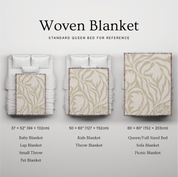 Neutral-toned woven blanket with “Child of God” text and delicate cream foliage design; 100% cotton with fringe, perfect for nurseries, baby gifts, or faith-inspired décor.