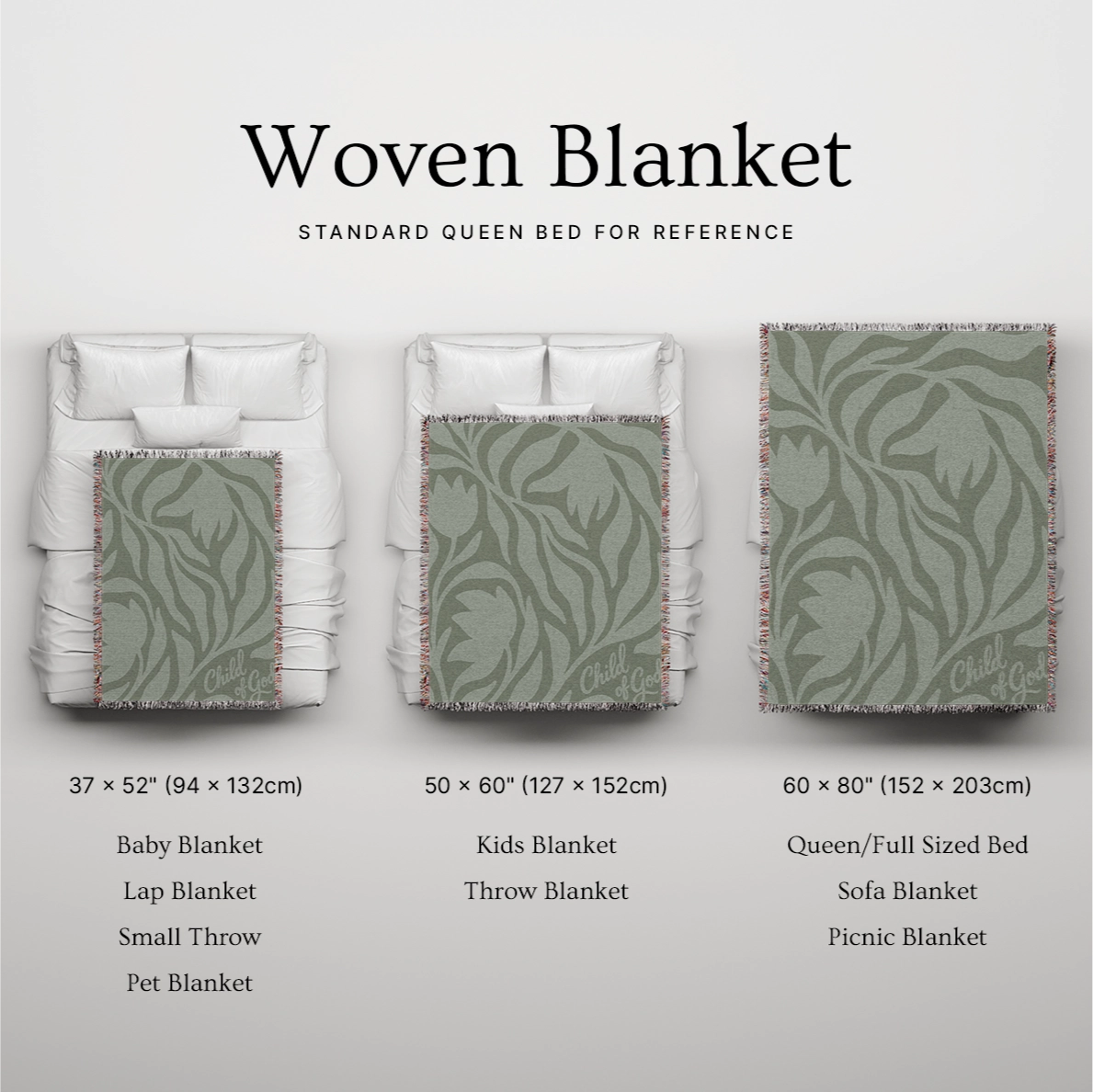 Child of God Woven Blanket – Earthy Green Foliage Edition