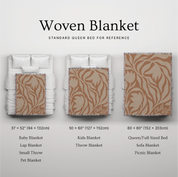Woven cotton blanket with “Child of God” text and sunset-colored foliage design, finished with fringe; perfect for Christian nursery, baby gift, or faith-based home décor.
