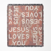 Jesus Loves You Pink Camo Woven Blanket – Grace & Courage Edition