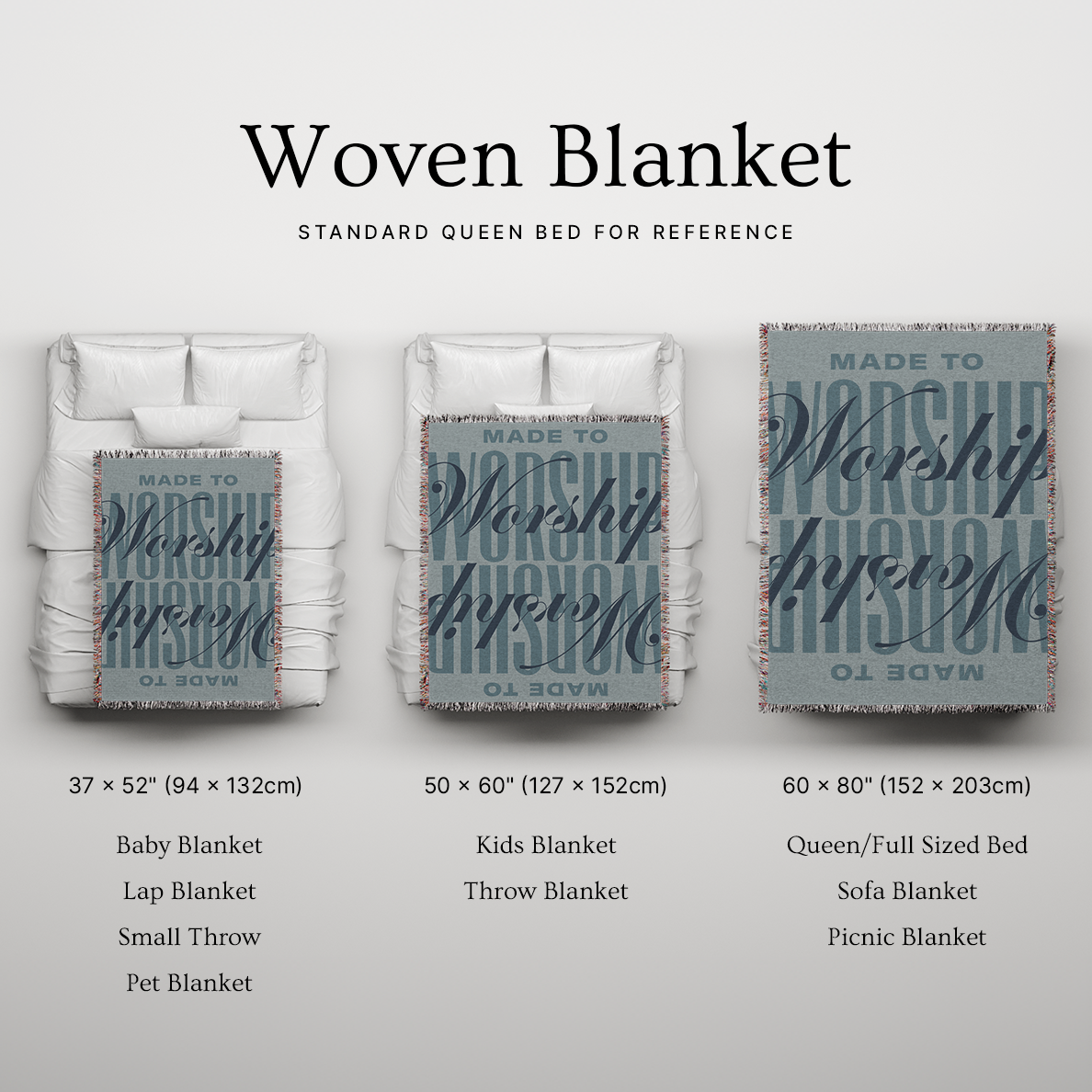 Size chart of blanket comparison.