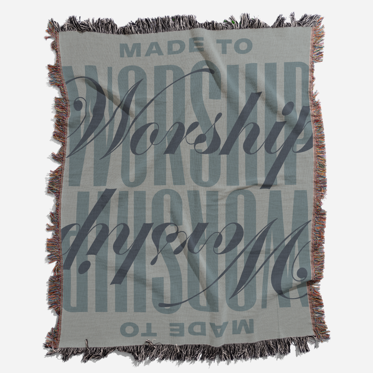 Studio photography of Made to Worship blanket. 