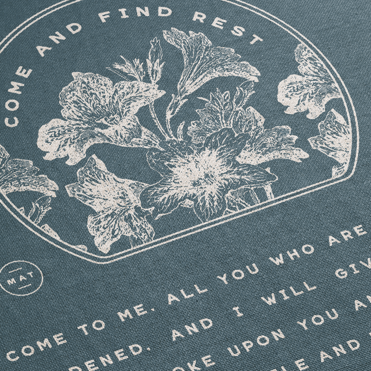 Floral design with text on a blue background