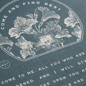 Floral design with text on a blue background