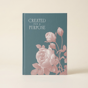 Created for a Purpose christian journal front cover with blush floral design on neutral background