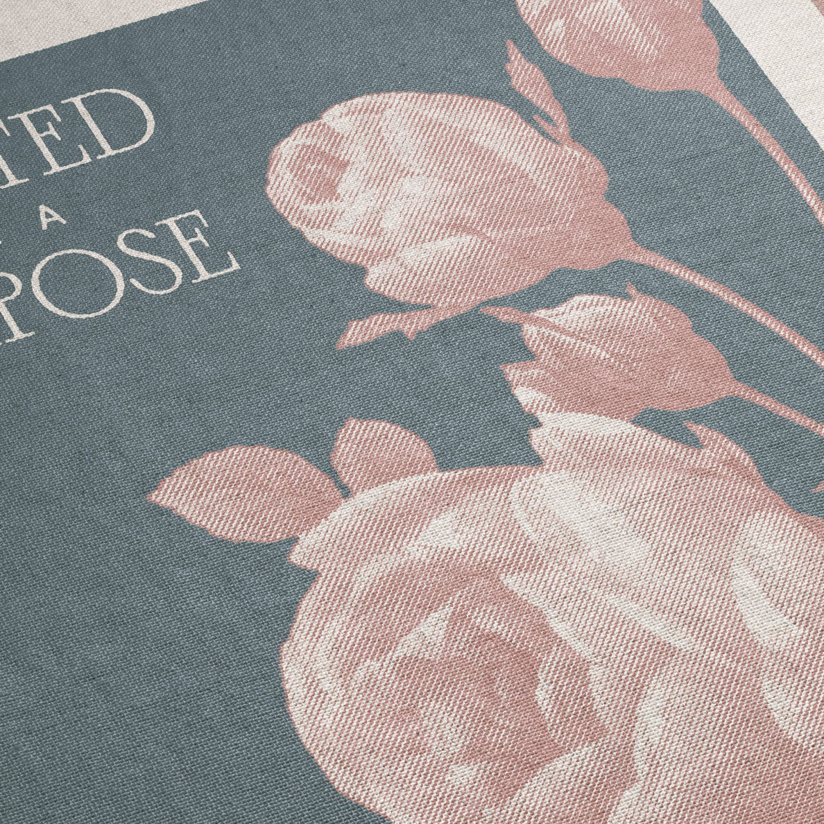 Floral design with text on a textured surface