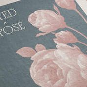 Floral design with text on a textured surface