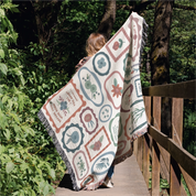 Personalized woven blanket with colorful fringed edges, designed as a gallery wall-style Christian home decor piece made from 100% cotton for lasting quality.