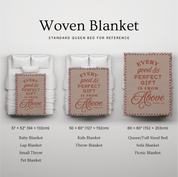 Christian woven blanket with James 1:17 verse and colorful fringed edges, symbolizing God’s blessings as a meaningful home or gift item.