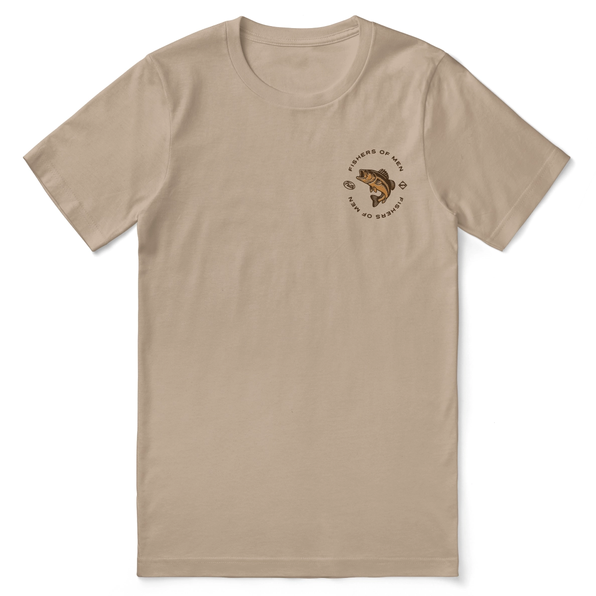 Christian t-shirt with the phrase “Fishers of Men – Share the Gospel” and a fish illustration; unisex soft cotton shirt inspired by Matthew 4:19 for faith-driven outreach.