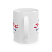 Ceramic mug featuring Jeremiah 29:11 Bible verse with Americana-inspired design, perfect for Christian drinkware and faith gifts.